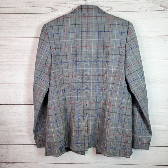 Lewit Women's Plaid Wool 1-Button Blazer Size 12 - Picture 5 of 12